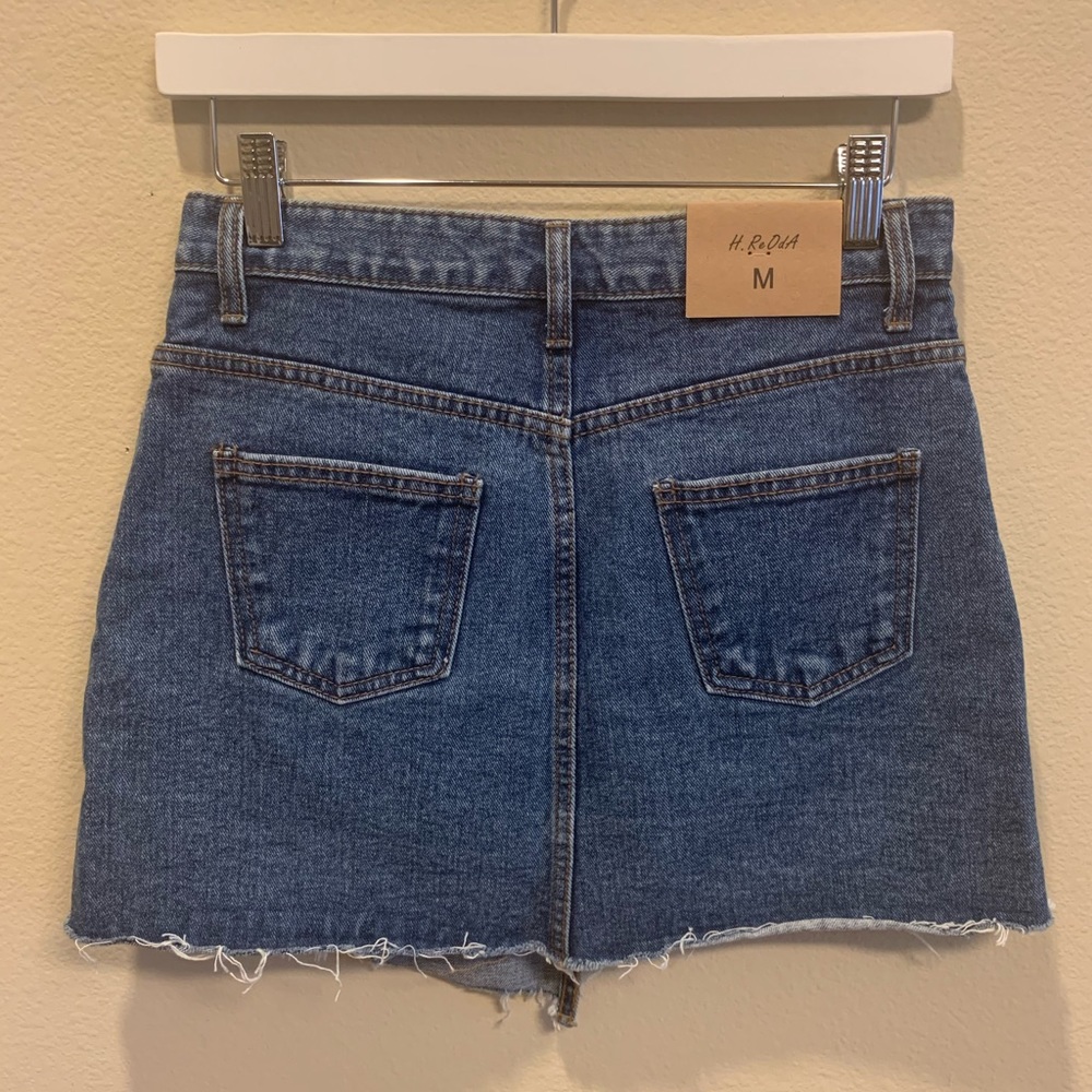Brand New! Asymmetric Denim Mini Skirt - Picture 2 of 2
